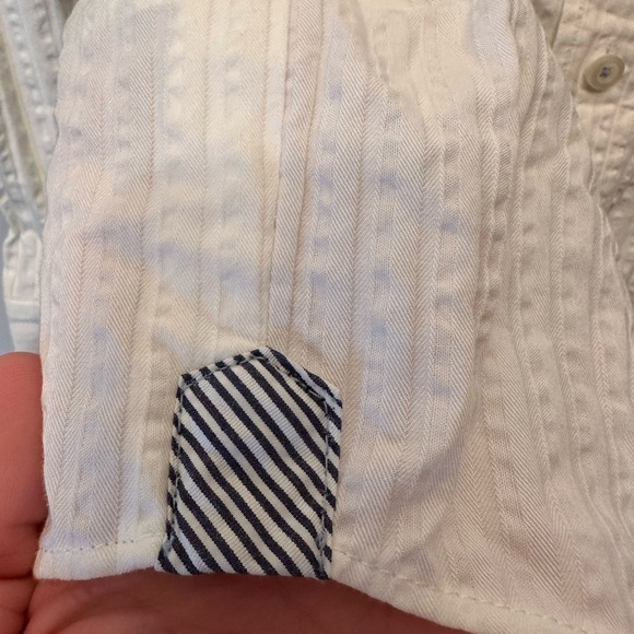 Tommy Bahama Men’s Small White Seersucker Stripe Button Down Beach Travel Casual - Picture 3 of 12